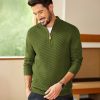 Mens Quarter Zip Sweater Casual Slim Fit Pullovers Sweaters Knit Twill Texture Pullover