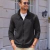 Mens Zip Up Sweatshirt Mock Neck Quilted Jacket Casual Lightweight Sweater Jackets with Pocket