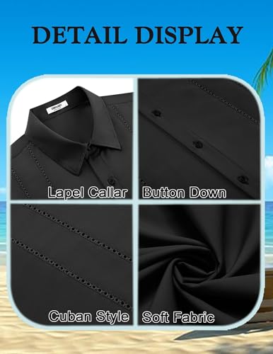 Mens Cuban Guayabera Shirt Short Sleeve Button Down Shirts Summer Beach Vacation Shirts