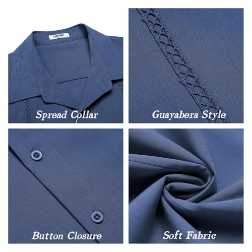 413xwTbv-5L.jpg Mens Cuban Guayabera Short Sleeve Shirt Casual Summer Beach Tops Button Down Untucked Shirts