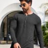 Men's 2Pack Slim Fit Henley Shirts Long Sleeve Lightweight Fashion Casual Cotton Basic T Shirts