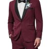 Men's 2 Piece Suit Slim Fit Shawl Lapel One Button Formal Tuxedo Jacket Pants Set for Wedding Prom Business