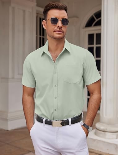 Mens Dress Shirts Short Sleeve Business Casual Shirts Regular Fit Casual Button Down Untucked Shirts