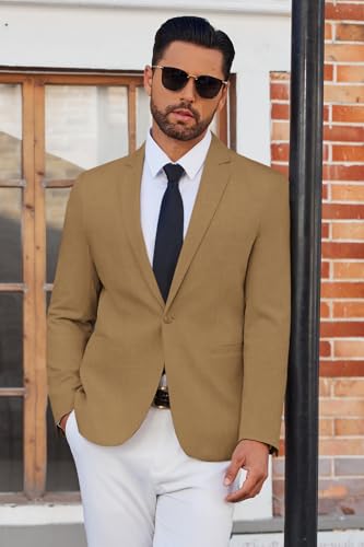Men's Casual Blazer Lightweight Sport Coat One Button Suit Jacket
