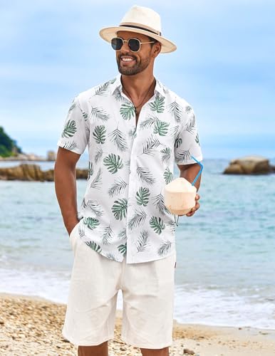 Men's Hawaiian Shirt Short Sleeve Casual Button Down Tropical Summer Beach Aloha Shirts