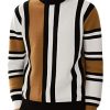 Mens Mock Turtleneck Sweater Vintage Striped Pullover Sweater Fashion Jumper Sweater