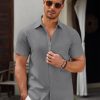 Men's Short Sleeve Button Down Casual Shirts for Men Summer Untucked Shirts