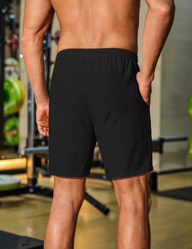 Men's Gym Workout Shorts 8 Inch Quick Dry Athletic Shorts Lightweight Drawstring Running Shorts