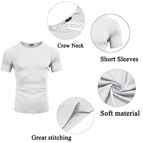 Men's 3 Pack Workout T Shirts Short Sleeve Gym Bodybuilding Muscle Shirt Base Layer Fitness Tee Tops
