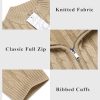 Men's Full Zip Cardigan Sweater Slim Fit Cable Knitted Zip Up Sweater with Pockets