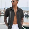 Men's Cuban Guayabera Shirt Short Sleeve Button Down Shirts Casual Summer Beach Shirts