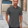 41B05csC2vL.jpg Men's Short Sleeve Button Down Shirts Casual Dress Shirts for Men Untucked Shirt with Pocket