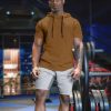 Men's Short Sleeve Hoodie Workout Gym Sweatshirt Muscle Fit Fashion Athletic Hoodies Pullover Cotton Hooded T-Shirts
