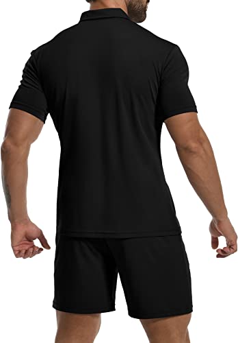 Mens Short Sleeve Casual Polo Shirt and Shorts Sets Two Piece Summer Outfits Zip Polo Tracksuit Set for Men S-XXL
