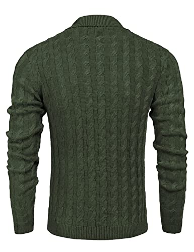 Men's Shawl Collar Pullover Sweater Slim Fit Casual Button Cable Knit Sweaters