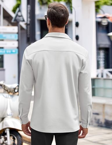 Mens Long Sleeve Button Down Shirts Wrinkle Free Untucked Shirts Casual Dress Shirt for Men