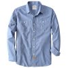 ® Chambray Shirt Men Long Sleeve Cotton Work Shirts with 2 Pockets Casual Button Down