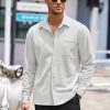 Mens Long Sleeve Button Down Shirts Wrinkle Free Untucked Shirts Casual Dress Shirt for Men
