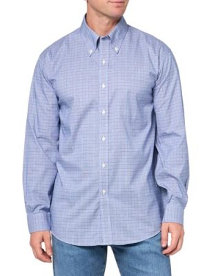 Men's Regular Fit Stretch Supima Cotton Non-Iron Pinpoint Oxford Button Down Collar Long Sleeve Polo