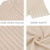 Men's Knit Shirts Short Sleeve Button Down Polo Shirt Vintage Casual Summer Beach Shirts
