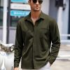 Mens Long Sleeve Button Down Shirts Wrinkle Free Untucked Shirts Casual Dress Shirt for Men