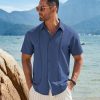 41FGLZO5aSL.jpg Mens Cuban Guayabera Short Sleeve Shirt Casual Summer Beach Tops Button Down Untucked Shirts