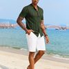 Men's Knit Polo Shirt Vintage Button Down Shirt Short Sleeve Hawaiian Shirt 2025 Summer Fashion Beach Shirts