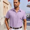 41FULwPRizL.jpg Men's Short Sleeve Button Down Shirt Casual Untucked Dress Shirt Stretch Denim Shirt