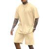 41GEnaYPZ6L.jpg Mens 2 Piece Outfits Casual Tracksuit Shorts Summer Sweatsuit Oversize Short Sleeve Sport Set