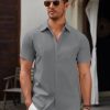 Men's Short Sleeve Button Down Casual Shirts for Men Summer Untucked Shirts