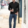 Men's Quarter Zip Sweater Cable Knit Mock Turtleneck Sweater Long Sleeve Soft Casual Pullover Sweater