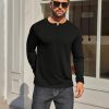 Mens Henley Shirt Long Sleeve Casual Stretch Solid T-Shirts Fashion Pullover Lightweight Fall Tops