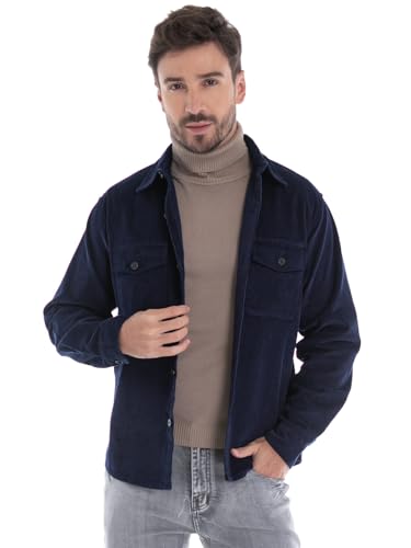 Men'S Corduroy Shirt Jacket Long Sleeve Shirts Button Down Shacket Casual Vintage