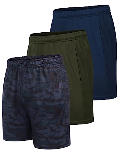 Men's Gym Workout Shorts Lightweight Running Bodybuilding with Pockets Black