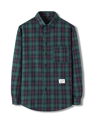 Plaid Shirt for Men Long Sleeve Flannel Loose Fit Sweatshirts Coat Lapel Button Down Business Shirts Warm Winter Shirts