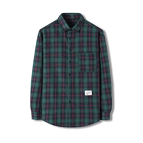 Plaid Shirt for Men Long Sleeve Flannel Loose Fit Sweatshirts Coat Lapel Button Down Business Shirts Warm Winter Shirts