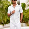 Men's Knit Polo Shirt Vintage Button Down Shirt Short Sleeve Hawaiian Shirt 2025 Summer Fashion Beach Shirts