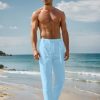 Men's Linen Pants Casual Elastic Waist Drawstring Yoga Beach Trousers