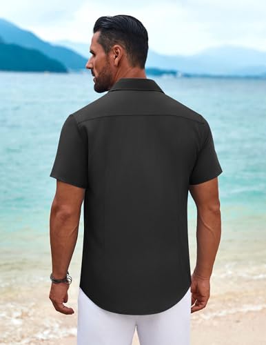 Mens Cuban Guayabera Shirt Short Sleeve Button Down Shirts Summer Beach Vacation Shirts