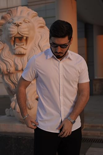 Mens Button Down Shirts Short Sleeve Casual Shirt Summer Untucked Dress Shirts