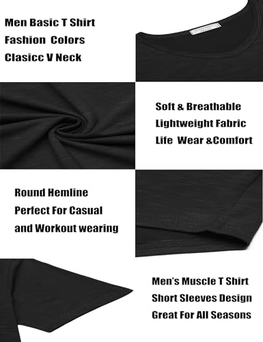 Mens 2 Pack Muscle V Neck T Shirt Fitted Gym Workout Short Sleeve Bodybuilding Tee