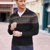 Men's Quarter Zip Pullover Sweater Casual Zip Up Polo Sweater Knit