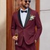 Men's 2 Piece Suit Slim Fit Shawl Lapel One Button Formal Tuxedo Jacket Pants Set for Wedding Prom Business