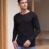Men's 2Pack Slim Fit Henley Shirts Long Sleeve Lightweight Fashion Casual Cotton Basic T Shirts