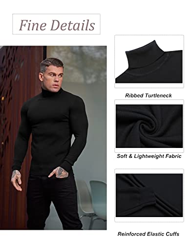 Mens Turtleneck Sweaters Slim Fit Basic Knitted Thermal Casual Long Sleeve Pullover Sweatshirt