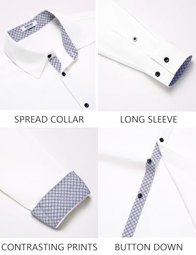 Men's Dress Shirt Wrinkle Free Regular Fit Stretch Long Sleeve Button Down Shirts