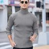 Men's Slim Fit Turtleneck Sweater Ribbed Knitted High Neck Pullover Sweaters