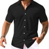 Men's Muscle Dress Shirts Short Sleeve Stretch Casual Button Down Shirts Wrinkle Free Slim Fit Dress Shirt for Men