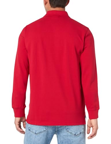 Men's Long Sleeve Cotton Pique Stretch Logo Polo Shirt