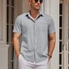 41KfZJnW9OL.jpg Mens Casual Button Down Shirts Short Sleeve Business Shirts Lightweight Wrinkle Free Dress Shirts